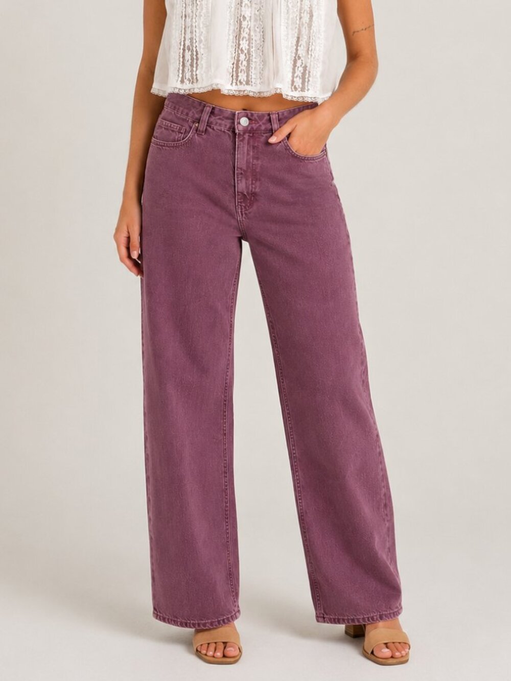 PacSun 90s Boyfriend Jeans Mauve Wide Leg Denim | Size 26